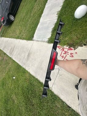 Carbon Fiber Rear Spoiler Wing with Center Brake Light - Black